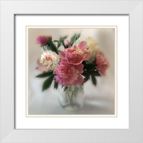 Peony Magic II White Modern Wood Framed Art Print with Double Matting by Nan