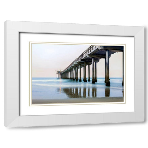 Scripps Sunset White Modern Wood Framed Art Print with Double Matting by Hawkins, Peter