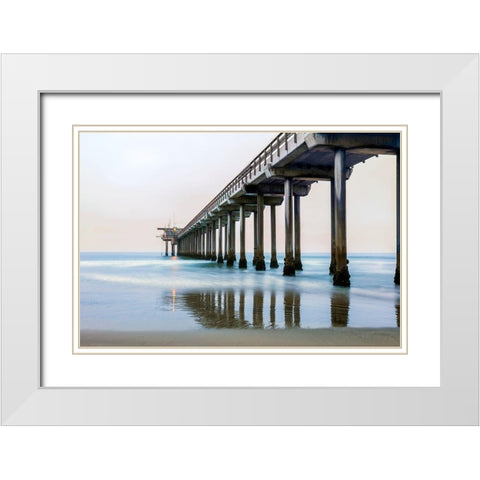 Scripps Sunset White Modern Wood Framed Art Print with Double Matting by Hawkins, Peter