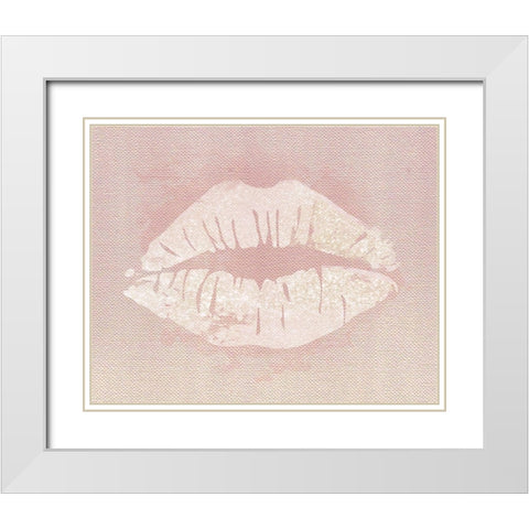 Glitter Lips White Modern Wood Framed Art Print with Double Matting by Carpentieri, Natalie