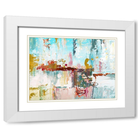 Color Block Splash White Modern Wood Framed Art Print with Double Matting by Nan