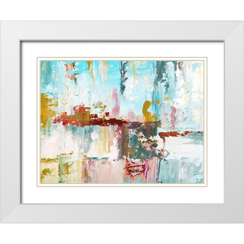 Color Block Splash White Modern Wood Framed Art Print with Double Matting by Nan