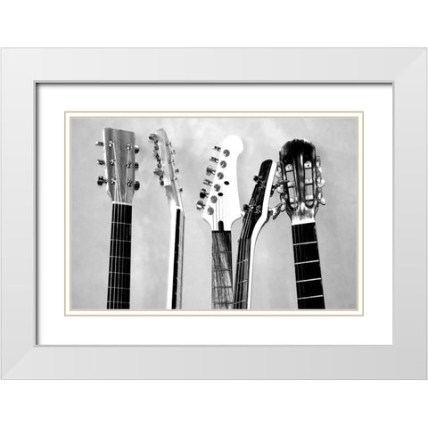Guitar Head II White Modern Wood Framed Art Print with Double Matting by Craven, Katrina