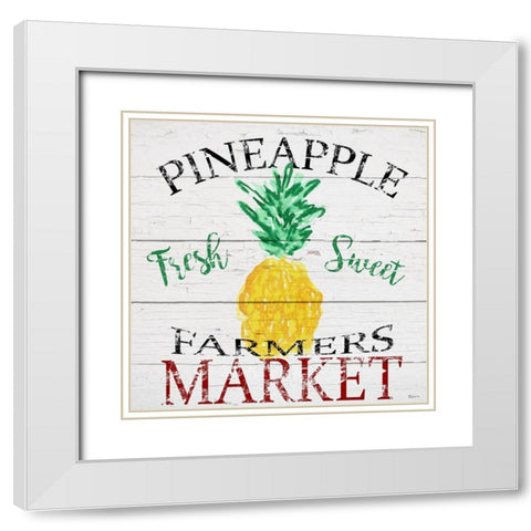 Farmers Market Pineapple White Modern Wood Framed Art Print with Double Matting by Craven, Katrina