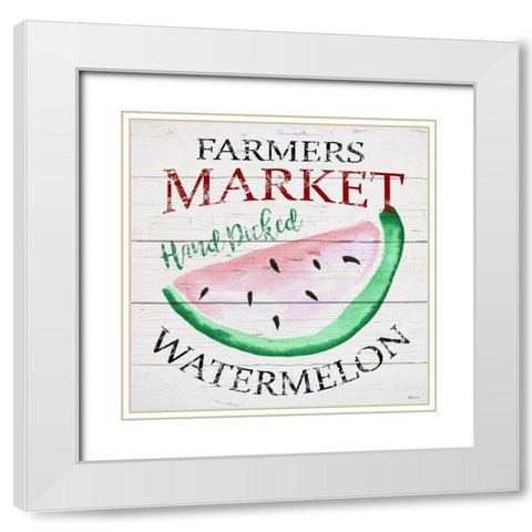 Farmers Market Watermelon White Modern Wood Framed Art Print with Double Matting by Craven, Katrina