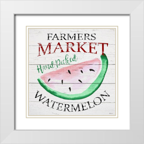 Farmers Market Watermelon White Modern Wood Framed Art Print with Double Matting by Craven, Katrina
