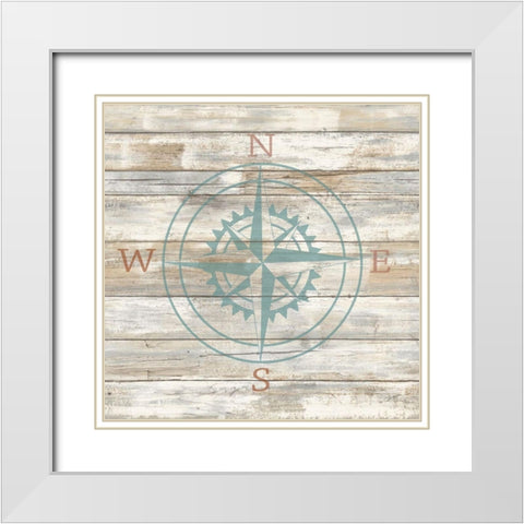 Compass White Modern Wood Framed Art Print with Double Matting by Craven, Katrina