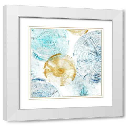 Circle Honey Blues I White Modern Wood Framed Art Print with Double Matting by Craven, Katrina