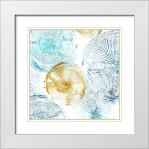 Circle Honey Blues I White Modern Wood Framed Art Print with Double Matting by Craven, Katrina