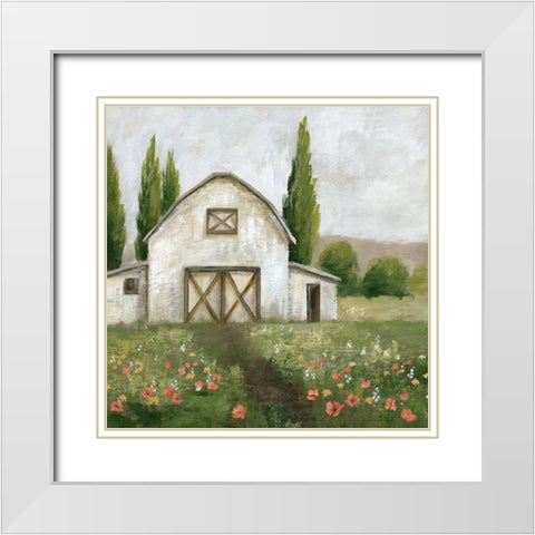 Country Barn I White Modern Wood Framed Art Print with Double Matting by Nan