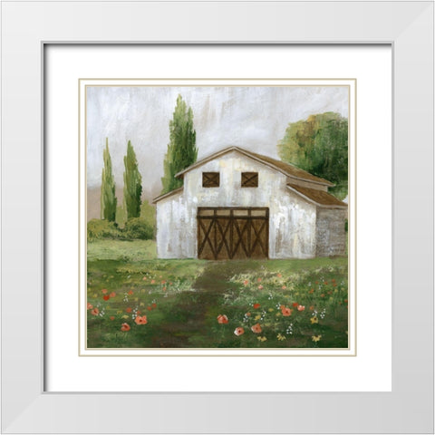 Country Barn II White Modern Wood Framed Art Print with Double Matting by Nan