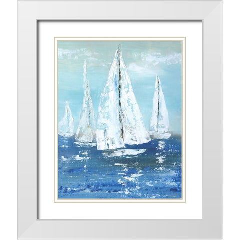 White Sails White Modern Wood Framed Art Print with Double Matting by Nan