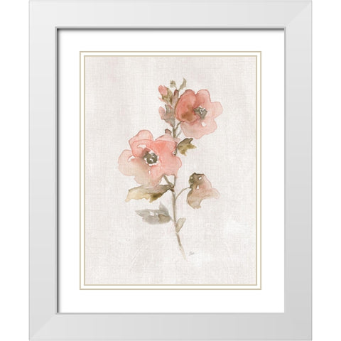 Blushing Sweetly II White Modern Wood Framed Art Print with Double Matting by Nan