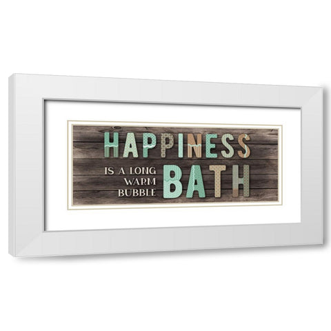 Happiness Bath White Modern Wood Framed Art Print with Double Matting by CAD Designs