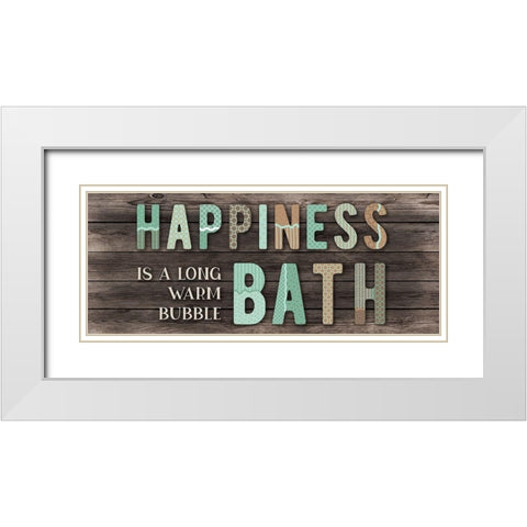 Happiness Bath White Modern Wood Framed Art Print with Double Matting by CAD Designs