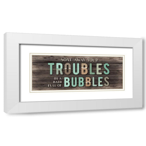Troubles Bubbles White Modern Wood Framed Art Print with Double Matting by CAD Designs