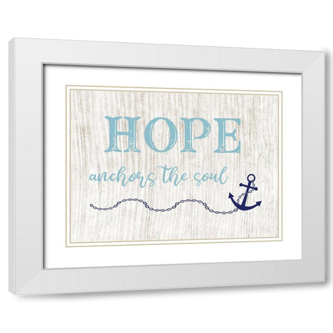 Hope Anchors White Modern Wood Framed Art Print with Double Matting by CAD Designs