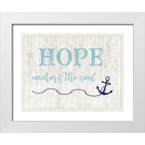 Hope Anchors White Modern Wood Framed Art Print with Double Matting by CAD Designs