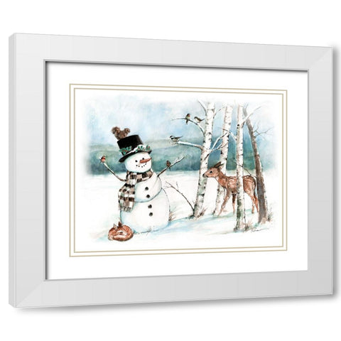 Snow Friends White Modern Wood Framed Art Print with Double Matting by Manning, Ruane