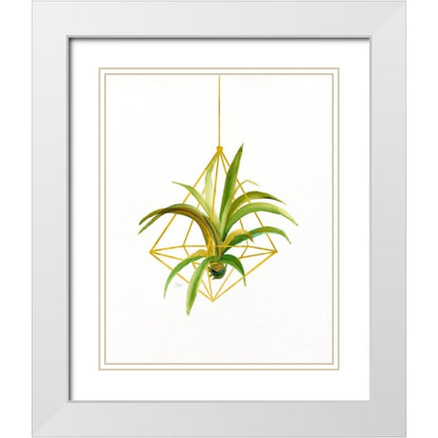 Hanging Airplant I White Modern Wood Framed Art Print with Double Matting by Nan