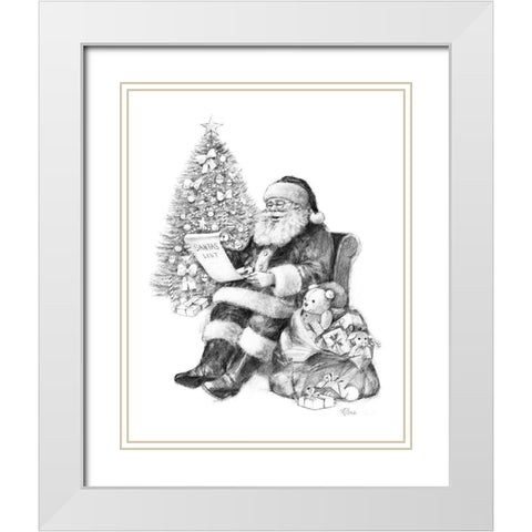 Santas List White Modern Wood Framed Art Print with Double Matting by Manning, Ruane