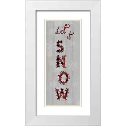 Let it Snow White Modern Wood Framed Art Print with Double Matting by CAD Designs