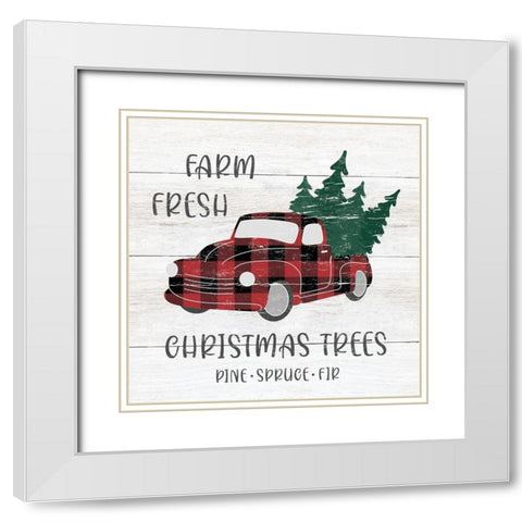 Farm Fresh Holidays White Modern Wood Framed Art Print with Double Matting by CAD Designs