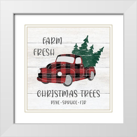 Farm Fresh Holidays White Modern Wood Framed Art Print with Double Matting by CAD Designs