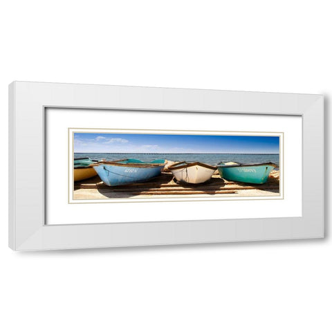 Breakwater Boats White Modern Wood Framed Art Print with Double Matting by Karlsson, Per