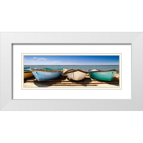 Breakwater Boats White Modern Wood Framed Art Print with Double Matting by Karlsson, Per