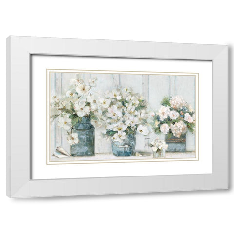 Cottage Mantle White Modern Wood Framed Art Print with Double Matting by Swatland, Sally