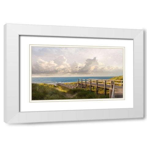 Meet me at the Beach White Modern Wood Framed Art Print with Double Matting by Calascibetta, Mike