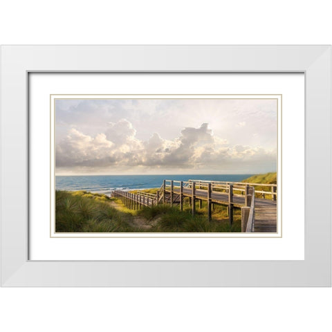 Meet me at the Beach White Modern Wood Framed Art Print with Double Matting by Calascibetta, Mike