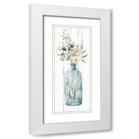 Farmhouse Flower Bouquet I White Modern Wood Framed Art Print with Double Matting by Robinson, Carol