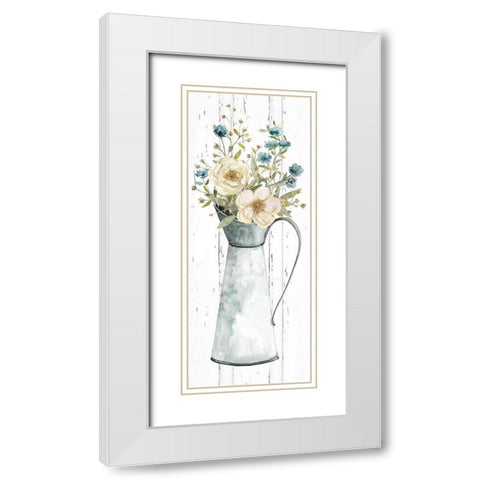 Farmhouse Flower Bouquet II White Modern Wood Framed Art Print with Double Matting by Robinson, Carol