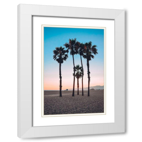 Santa Monica Palm White Modern Wood Framed Art Print with Double Matting by Carpentieri, Natalie