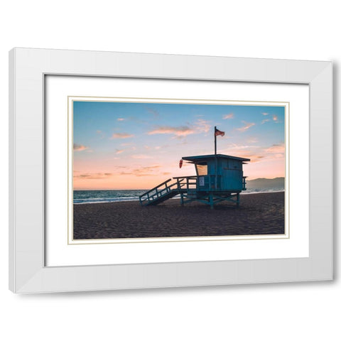 Santa Monica Lifeguard White Modern Wood Framed Art Print with Double Matting by Carpentieri, Natalie
