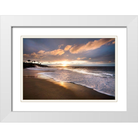 Sunset Beach White Modern Wood Framed Art Print with Double Matting by Jaynes, William D.