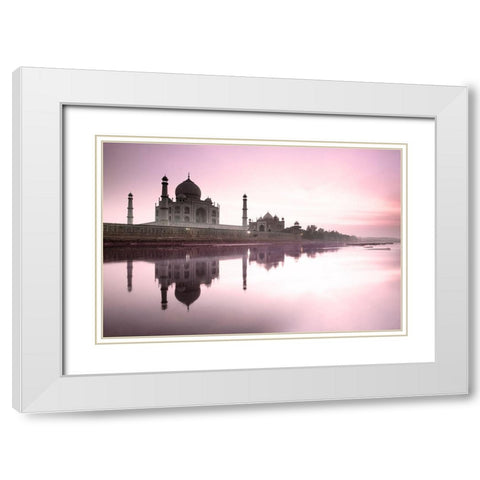 Taj Mahal from Yamuna River White Modern Wood Framed Art Print with Double Matting by Delimont, Danita