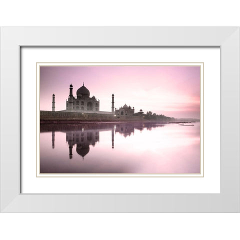 Taj Mahal from Yamuna River White Modern Wood Framed Art Print with Double Matting by Delimont, Danita