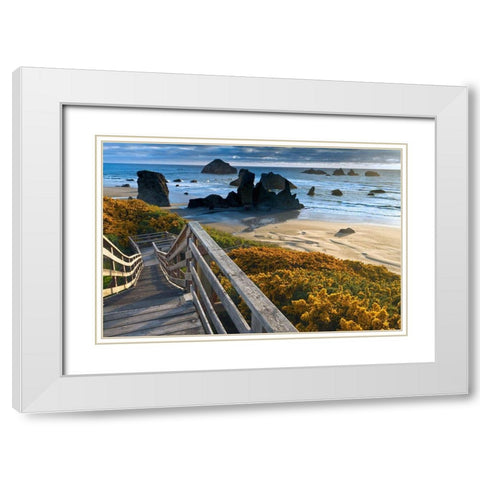 Brandon Beach White Modern Wood Framed Art Print with Double Matting by Sutton, William