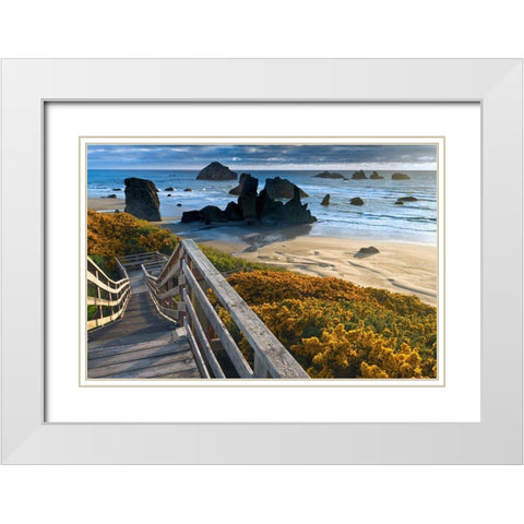 Brandon Beach White Modern Wood Framed Art Print with Double Matting by Sutton, William