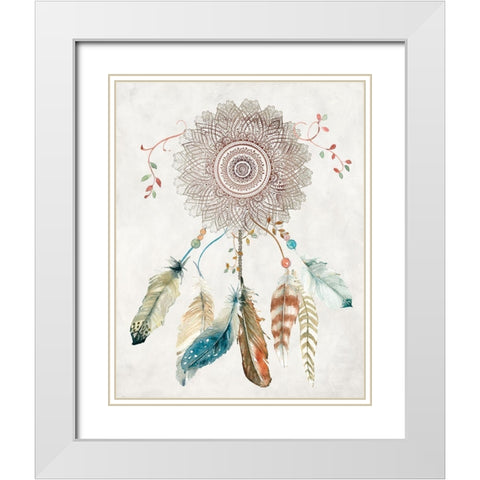 Mandala Dream Catcher White Modern Wood Framed Art Print with Double Matting by Robinson, Carol
