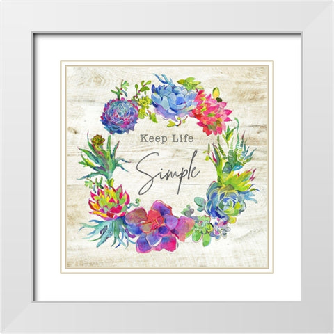 Simple Succulent Wreath White Modern Wood Framed Art Print with Double Matting by Troise Heidel, Theresa