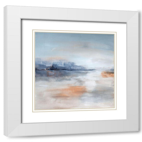 Aqua Terra White Modern Wood Framed Art Print with Double Matting by Nan