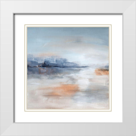 Aqua Terra White Modern Wood Framed Art Print with Double Matting by Nan