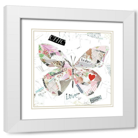 Chic Butterfly White Modern Wood Framed Art Print with Double Matting by Pope, Kate and Elizabeth