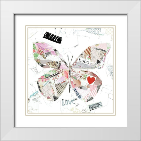 Chic Butterfly White Modern Wood Framed Art Print with Double Matting by Pope, Kate and Elizabeth