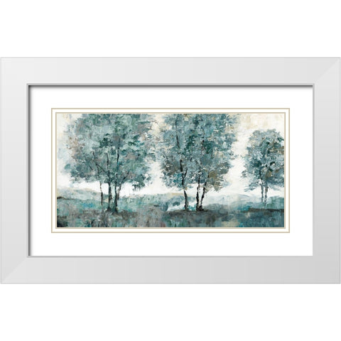 Teal Sentinel White Modern Wood Framed Art Print with Double Matting by Nan