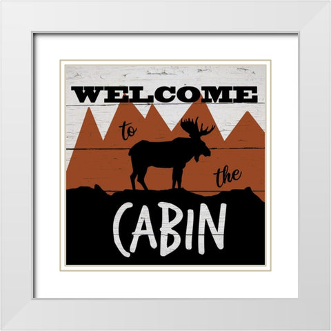 Lodge Moose White Modern Wood Framed Art Print with Double Matting by Craven, Katrina